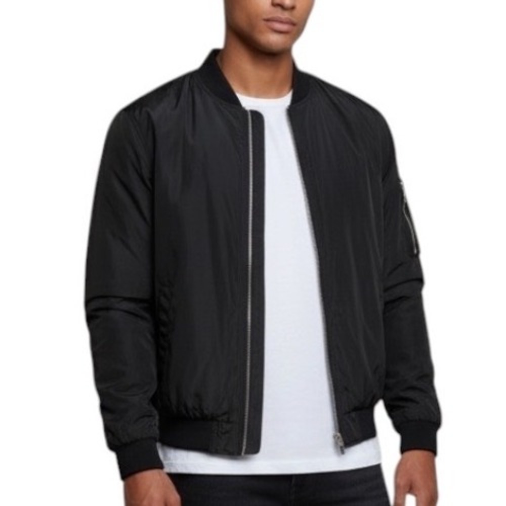 Forever 21 Bomber Jacket Black Excellent Large Mens Y2K Streetwear